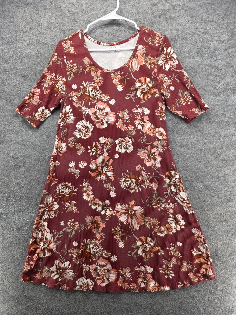 24/7 Maurices Dress Womens Medium Short Sleeve Red Floral